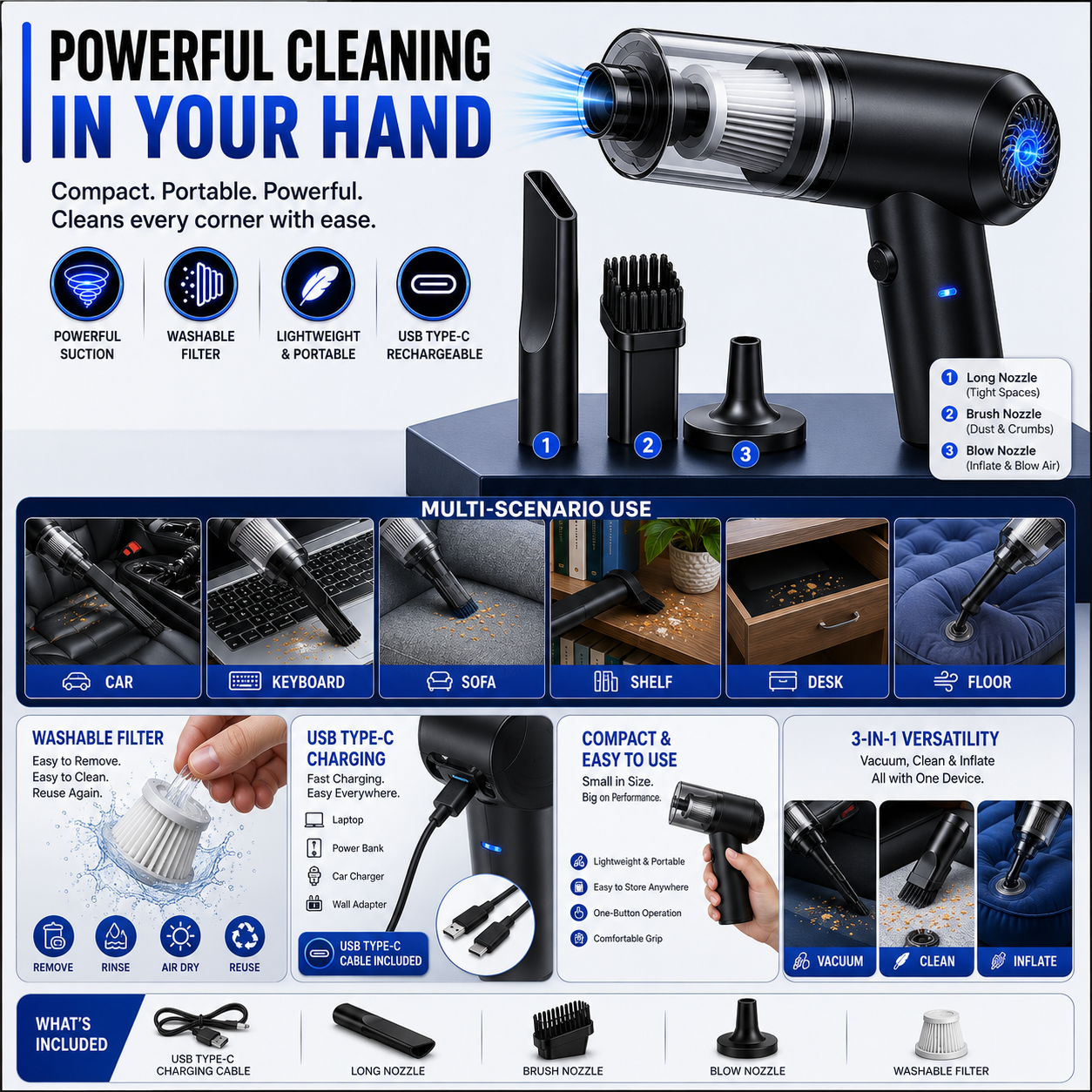 TurboVac Pro™  3-in-1 Wireless Vacuum Cleaner