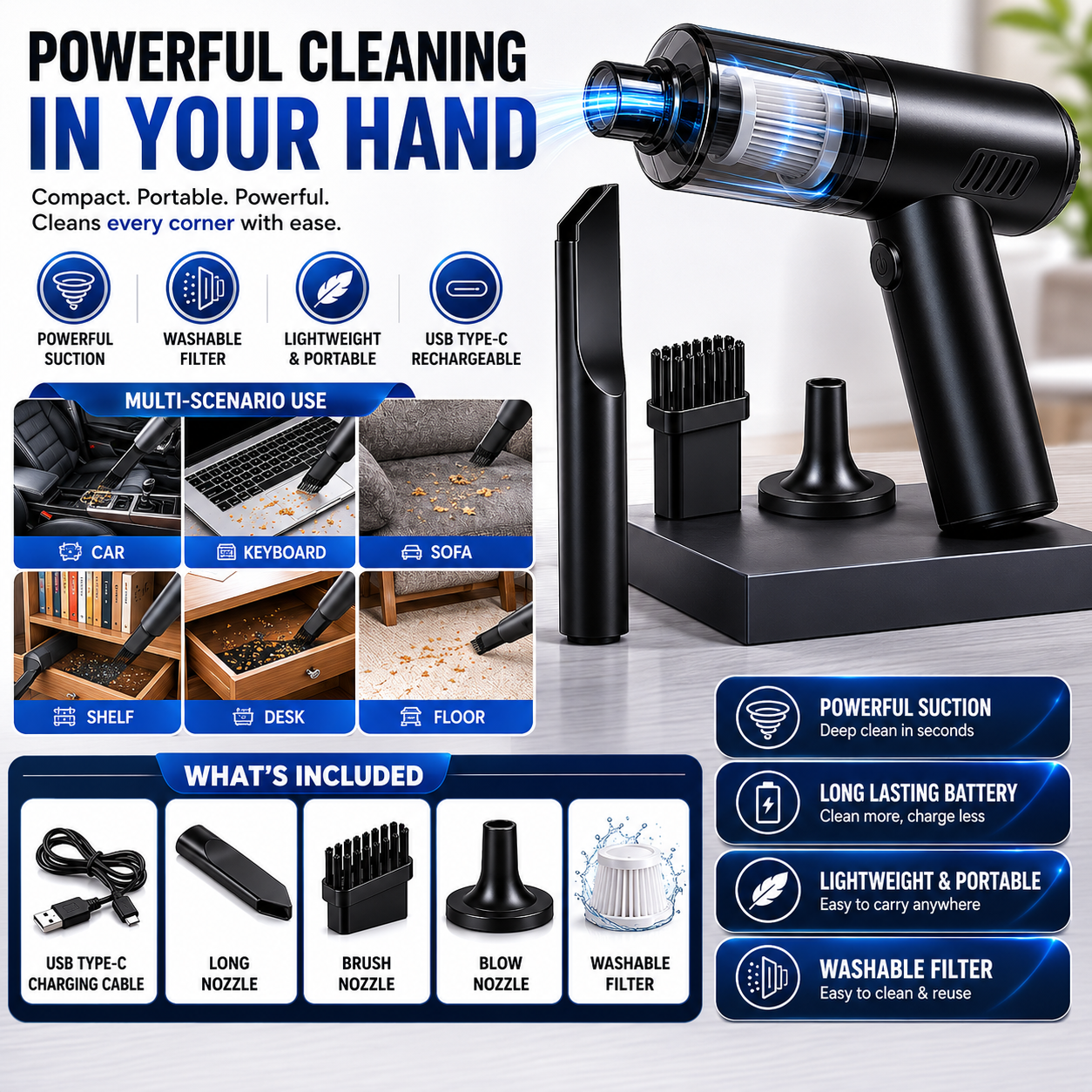 TurboVac Pro™  3-in-1 Wireless Vacuum Cleaner